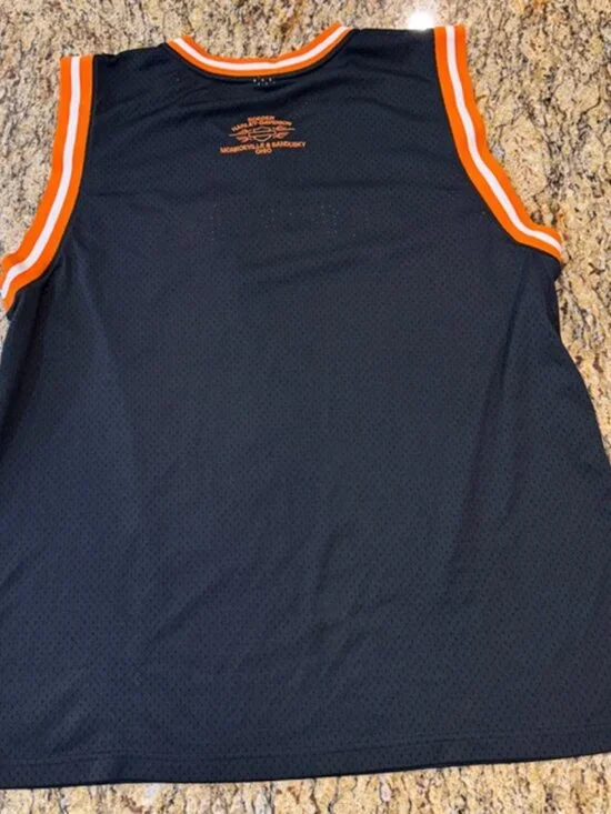 🏍️ VTG Harley-Davidson Mesh Basketball Jersey Tank Mens Large Biker Roeder Ohio - Picture 9 of 13